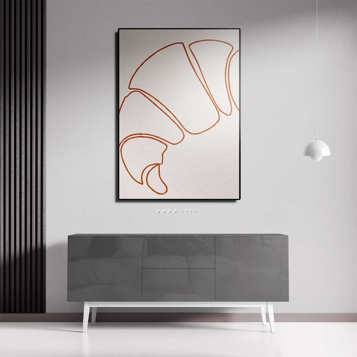 Simpele Croissant Sketch – canvas kunstwerk als wanddecoratie