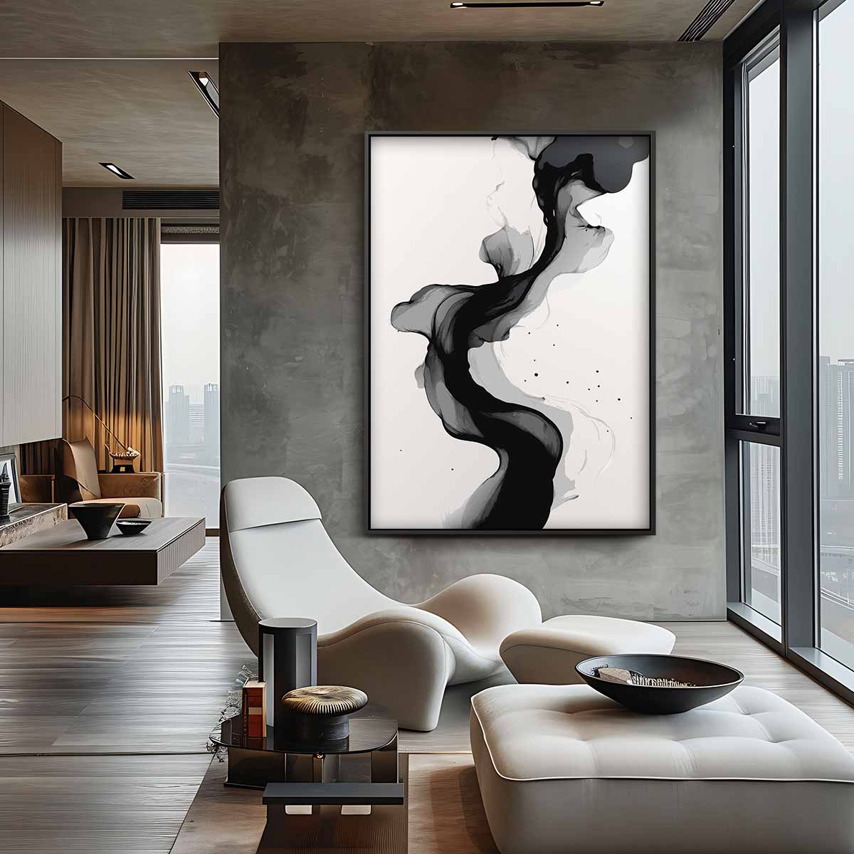 Vloeiende Donkere Golf – canvas wanddecoratie in portret formaat