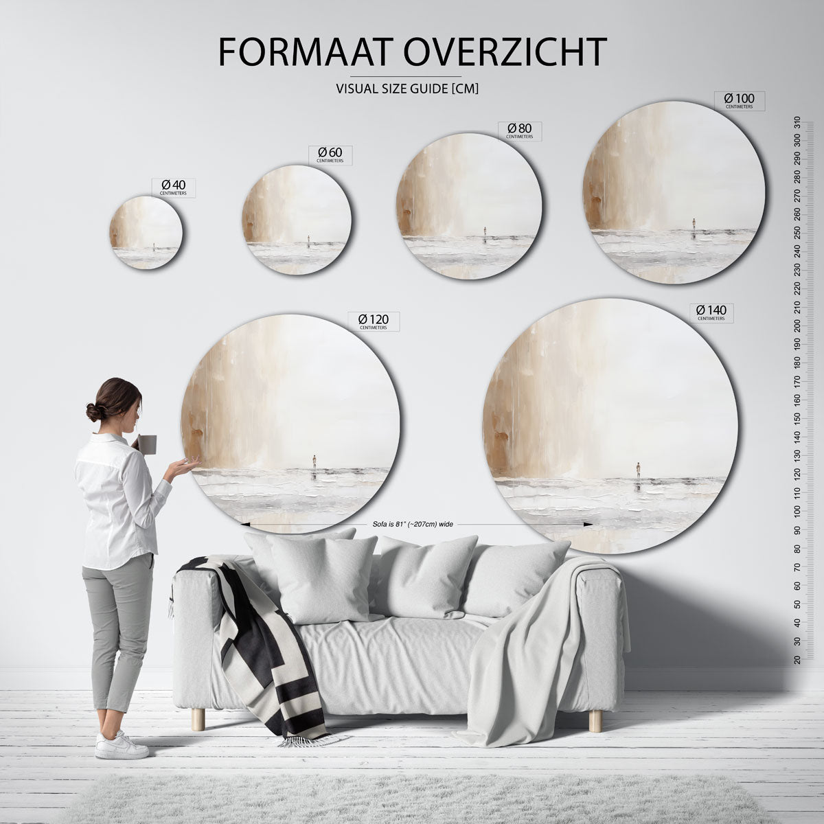 Landschap met figuur – abstracte wandkunst als muurcirkel van WallArtistic