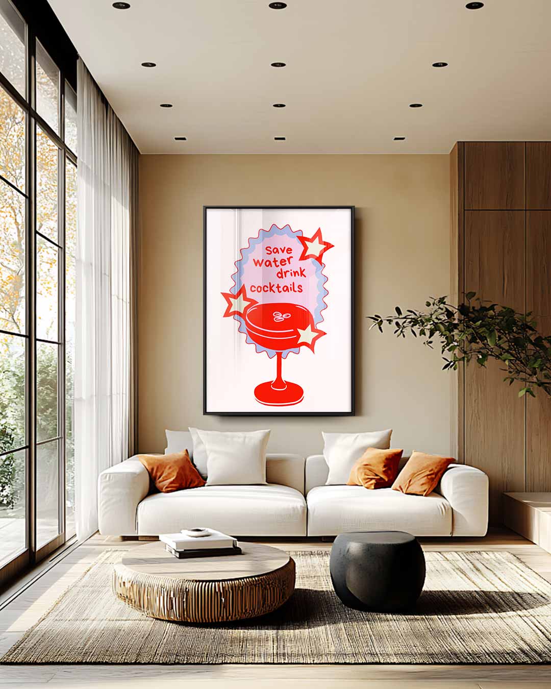 Red Cocktail Fun Poster – plexiglas wanddecoratie in portret formaat