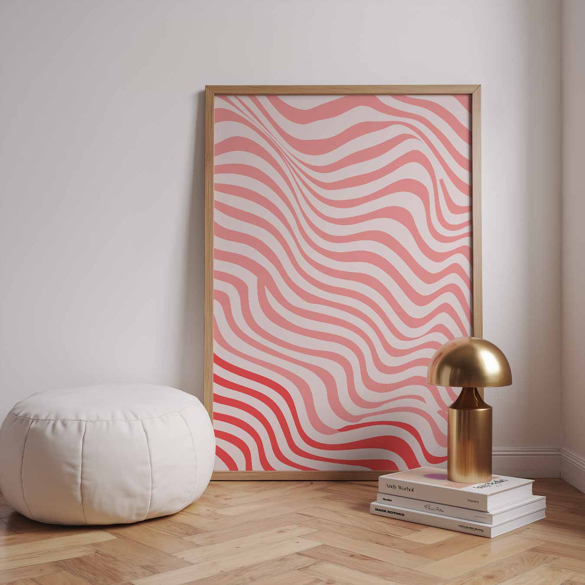 Vrolijke Golfpatronen – staande kleurrijke abstracte wanddecoratie van WallArtistic