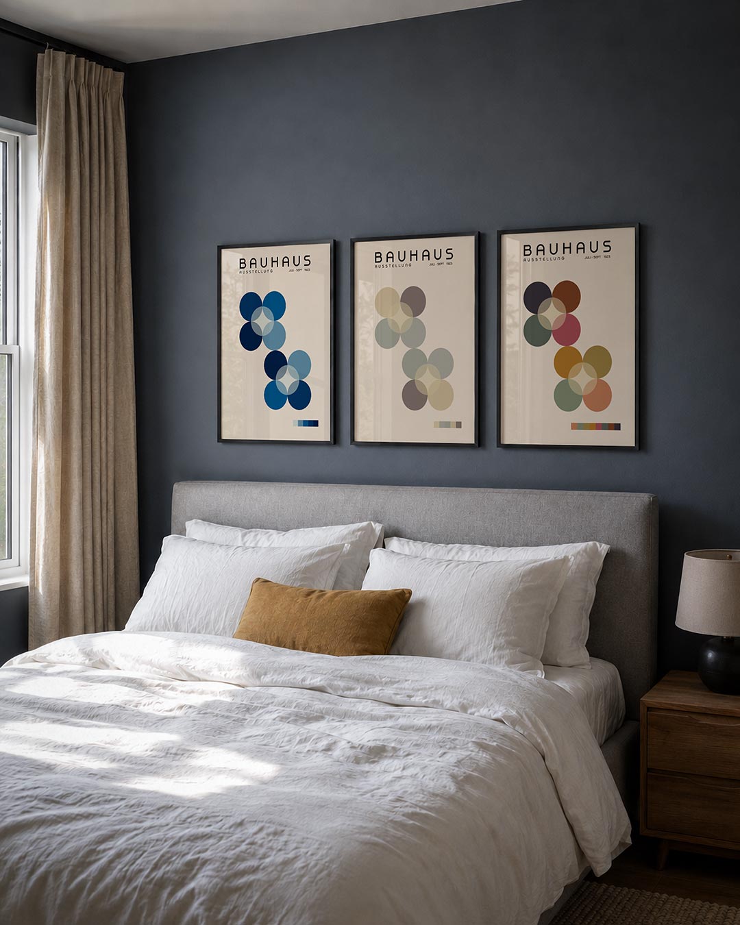 Kleurvolle cirkelharmonie posterset – derde productweergave – deze posterset in drie delen toont een spel van overlappende