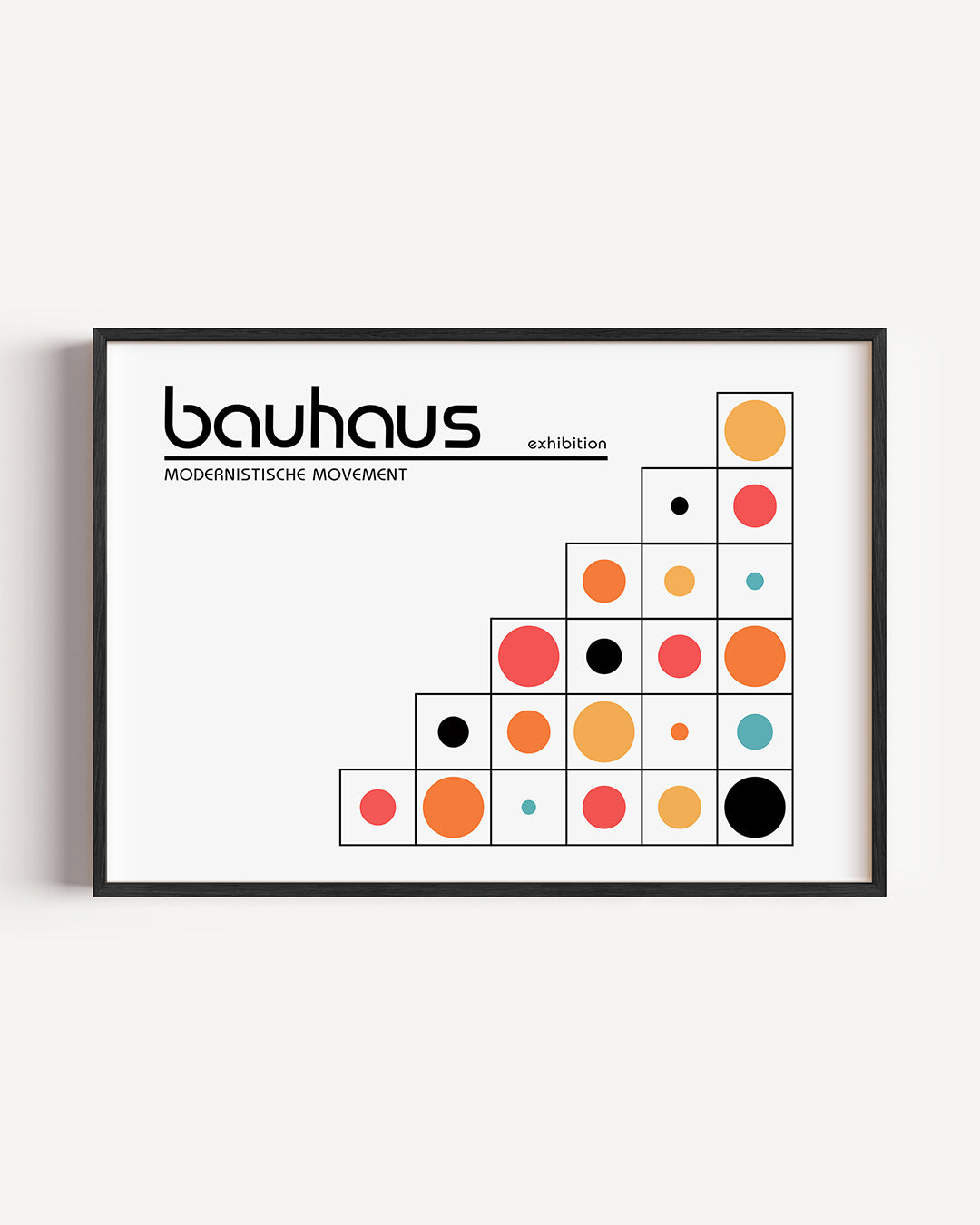 Vorm en kleurvlakken – liggende Bauhaus poster als wanddecoratie