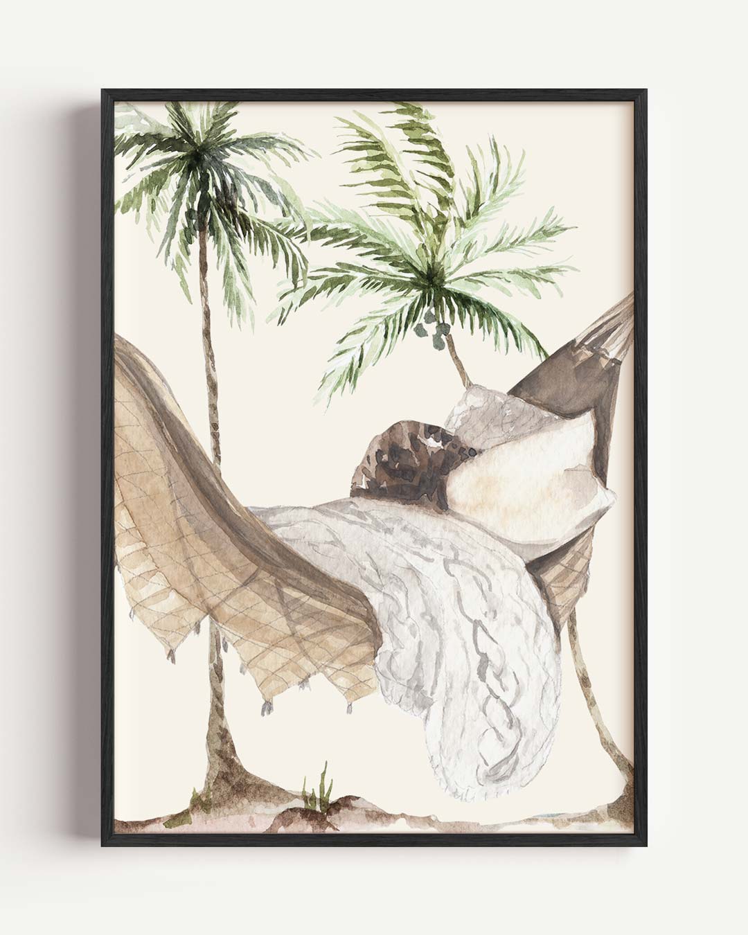 Hangmat onder Palmbomen – zeedieren portret poster als wanddecoratie