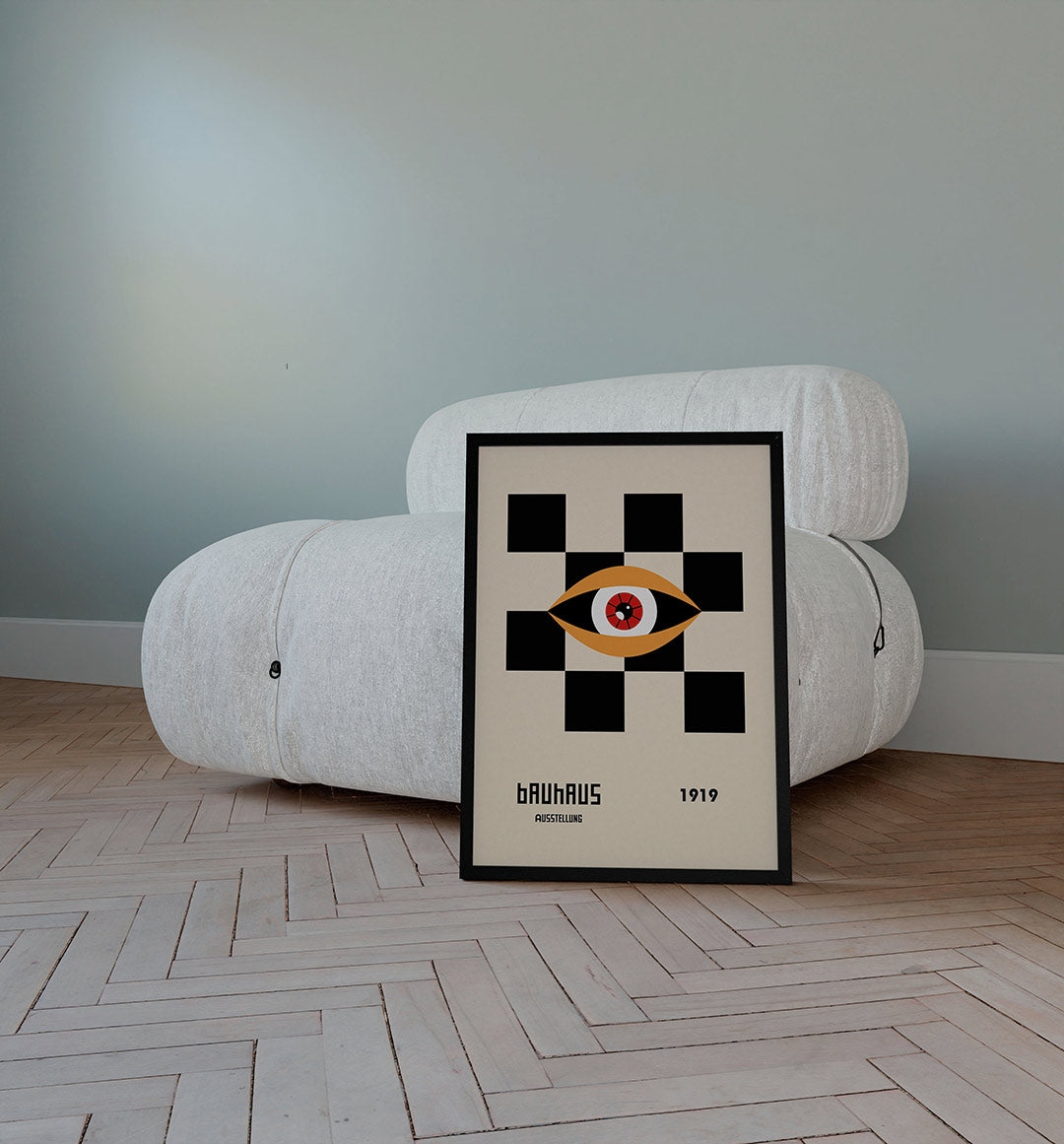 Oog en vlakken – staande Bauhaus poster voor aan de muur