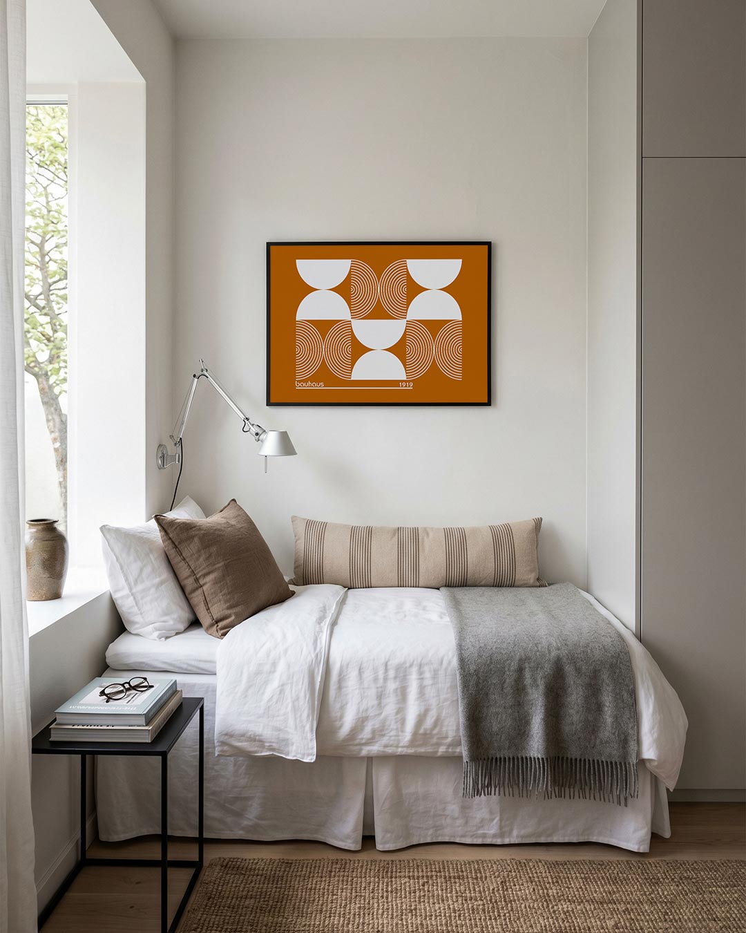 Cirkel en halve maan – moderne Bauhaus wandkunst als poster