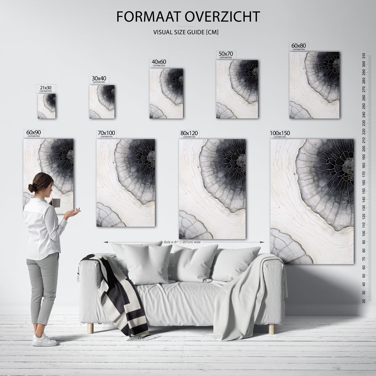 Abstracte cirkelvormen – staande muurposter met zachte abstracte vormen