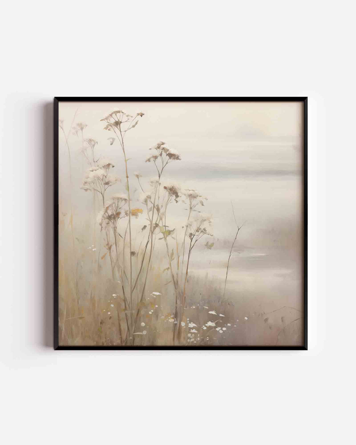 Wilde bloemen in mist – vierkante poster met kleur en vormen als wanddecoratie