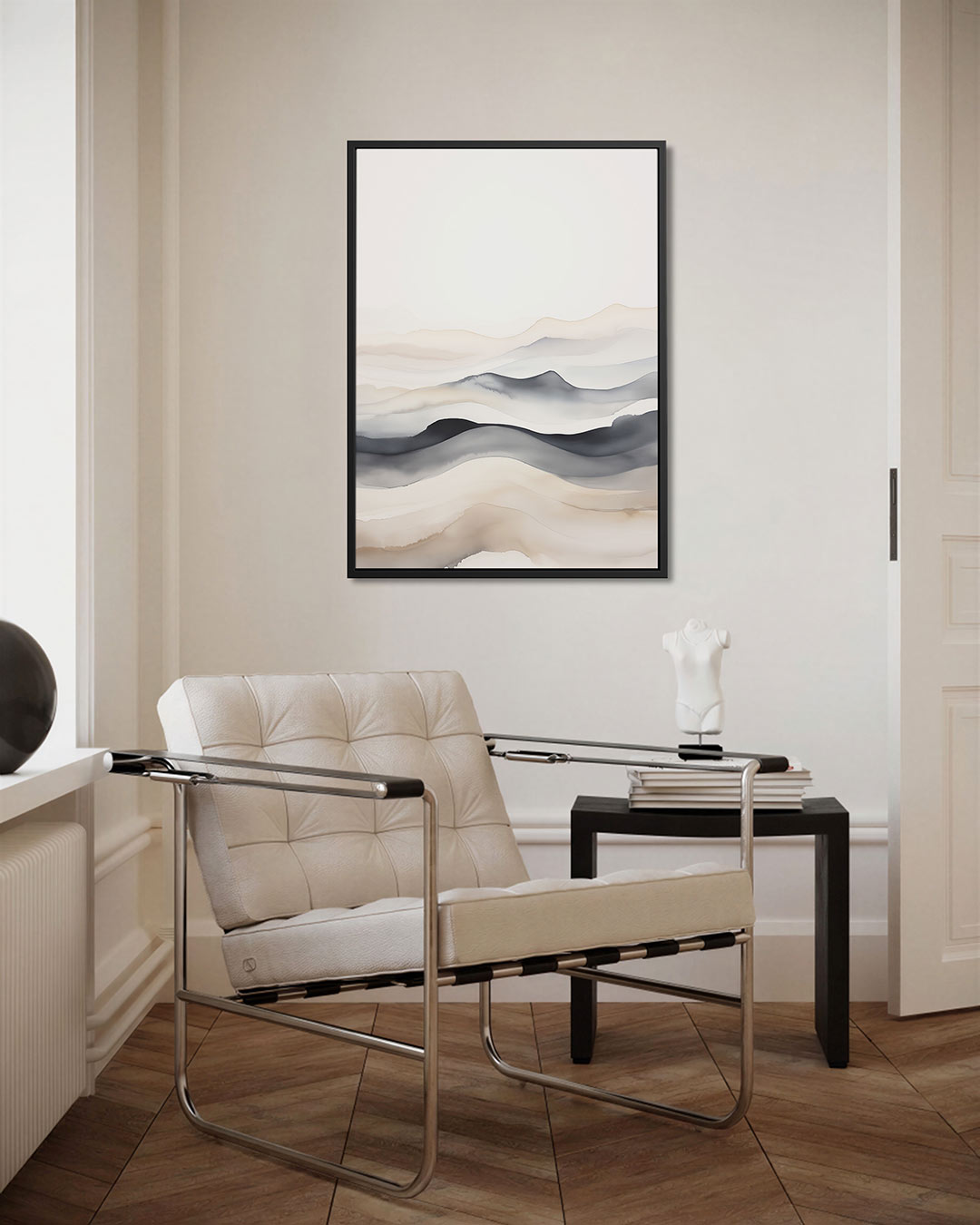 Vloeiende lijnen landschap – staand wanddecoratie kunstwerk