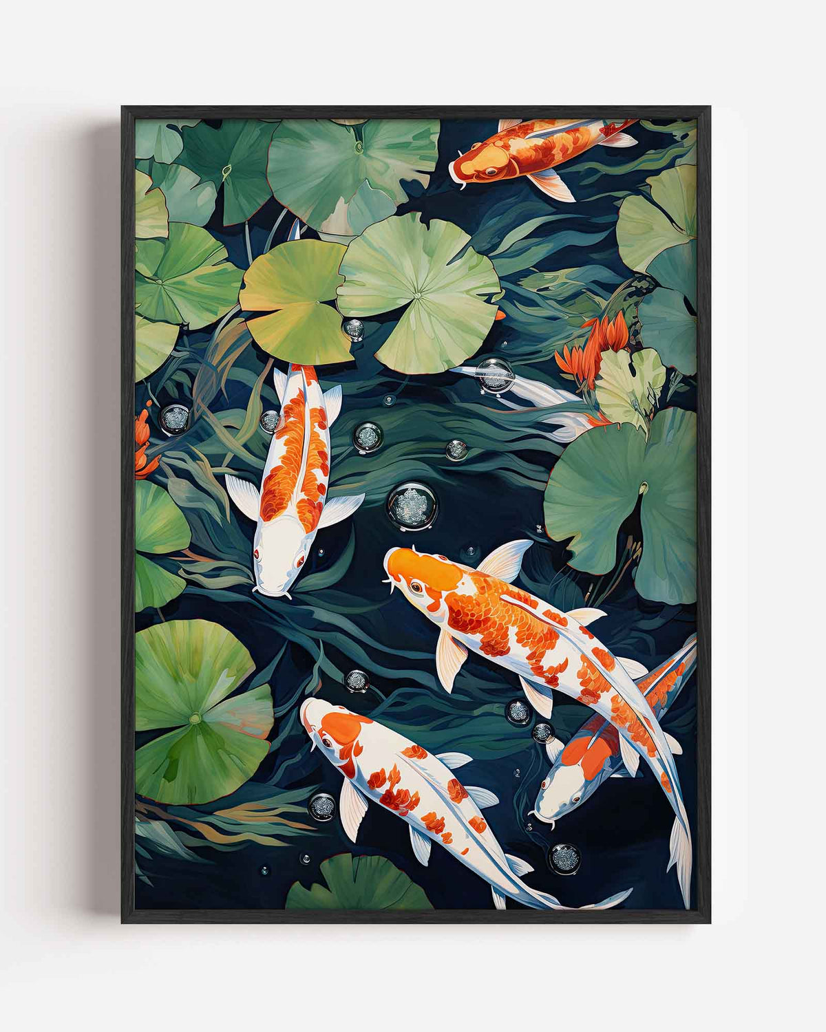 Koi vissen en waterlelies – Aziatische portret poster als wanddecoratie