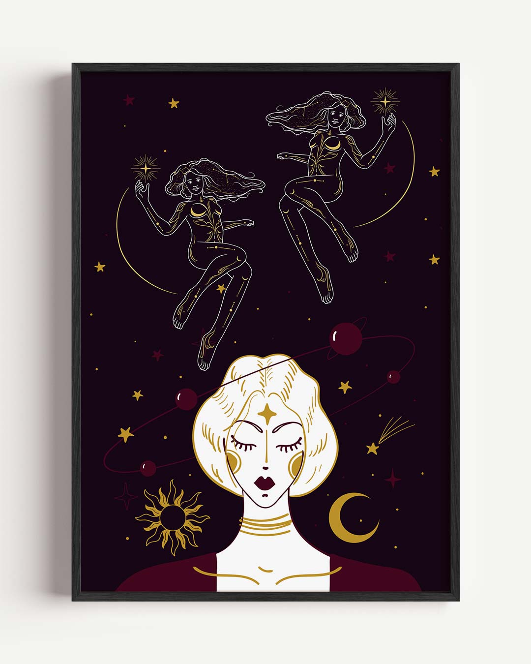Mystieke Vrouwelijke Kracht – mindful portret poster als wanddecoratie