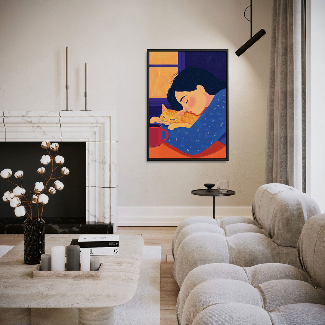 Dromerige huiselijke scene – staand wanddecoratie kunstwerk