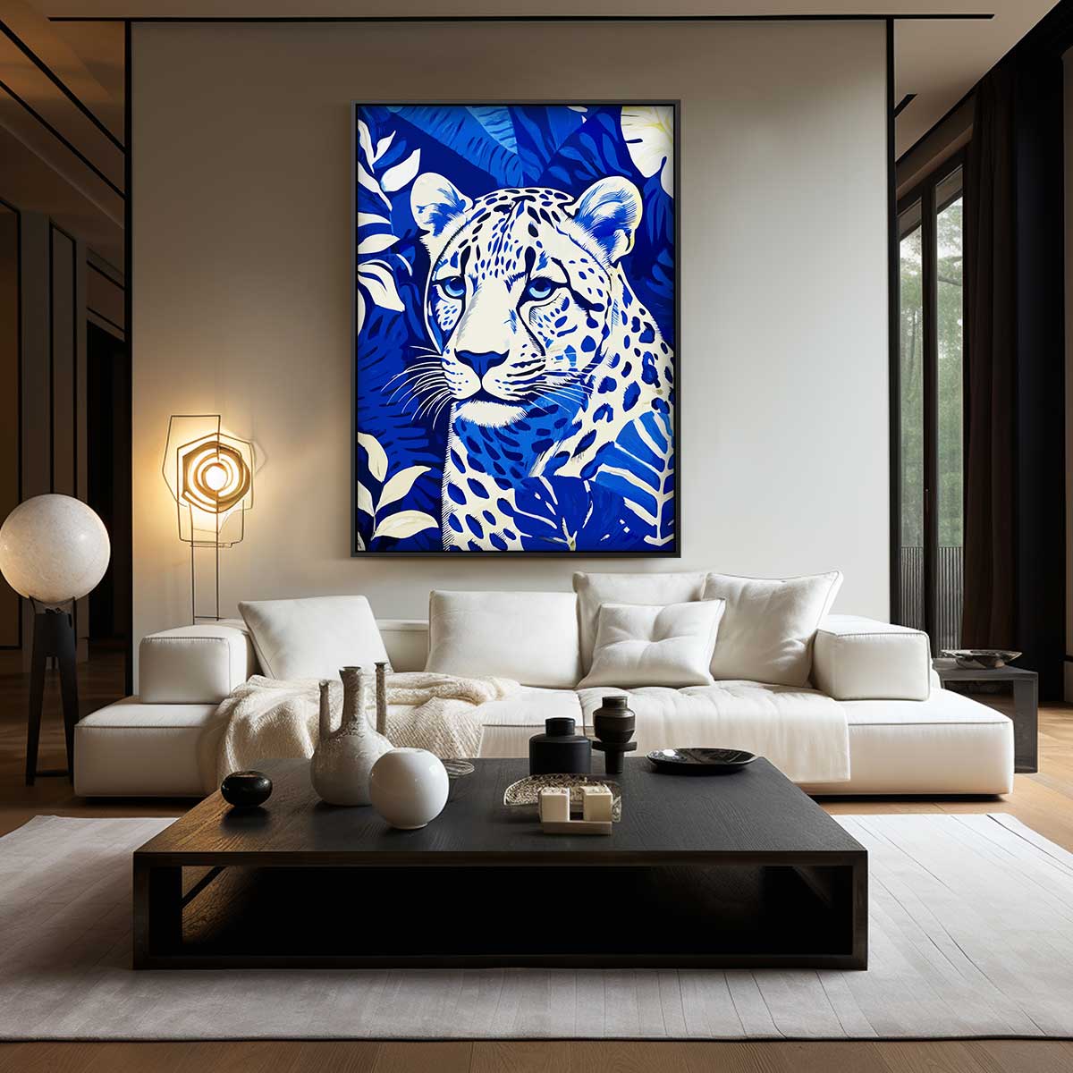 Opera d'arte Leopardo della giungla blu