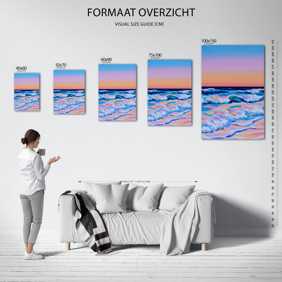Kleurrijke zeezichten – staand wanddecoratie kunstwerk