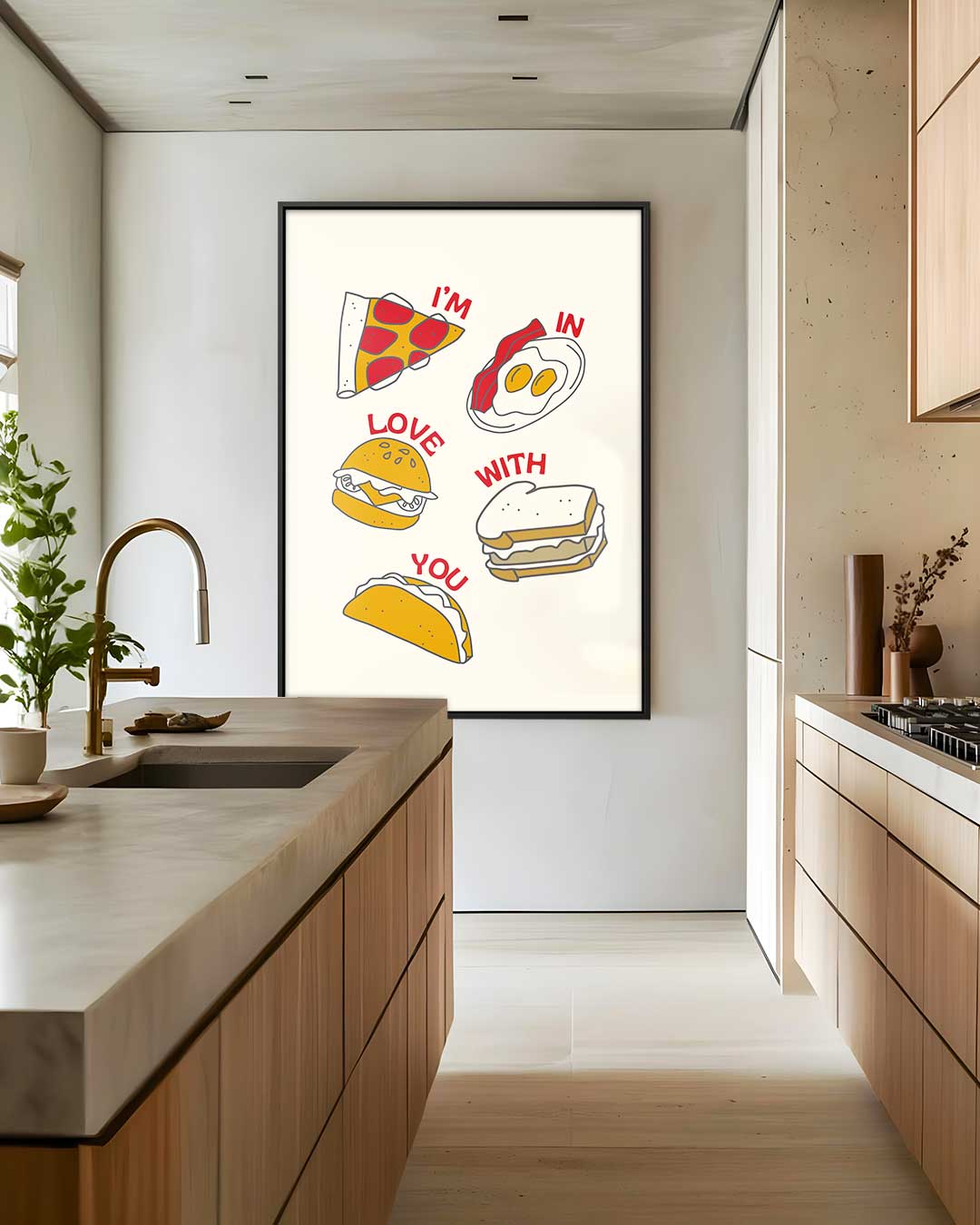 Liefde voor Eten Illustratie – staand kunstwerk voor modern interieur