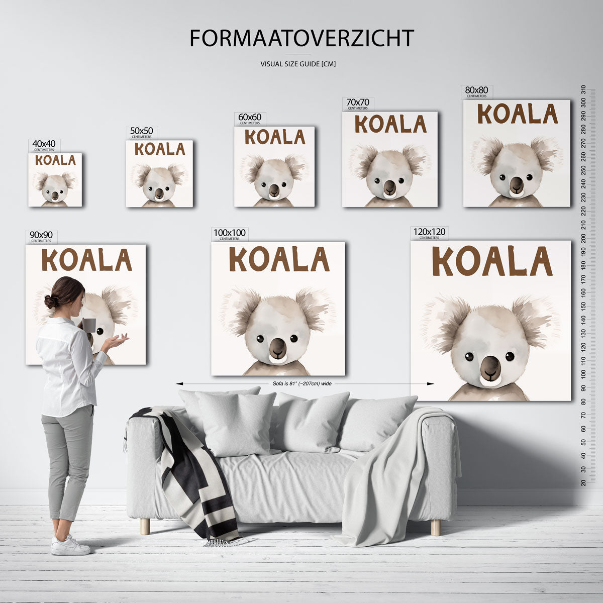 Koala – vierkante muurposter voor de kinderkamer