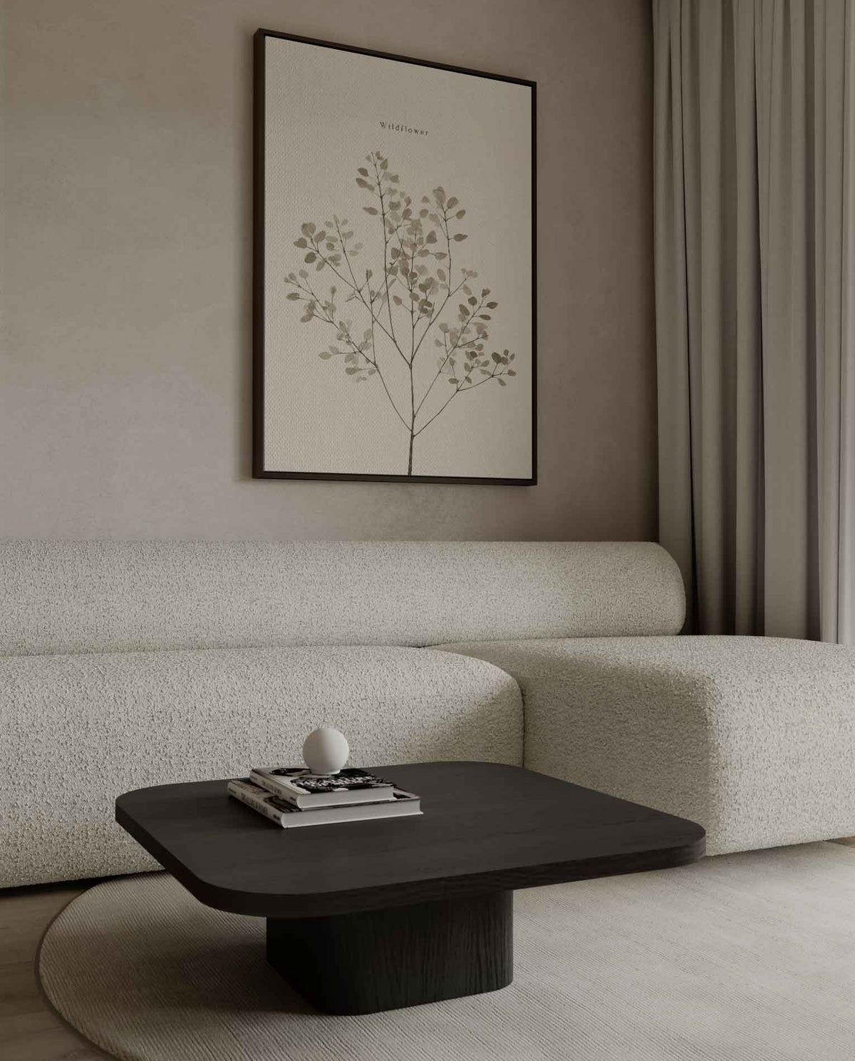 Minimalistische Wilde Bloem Illustratie – canvas kunstwerk als wanddecoratie