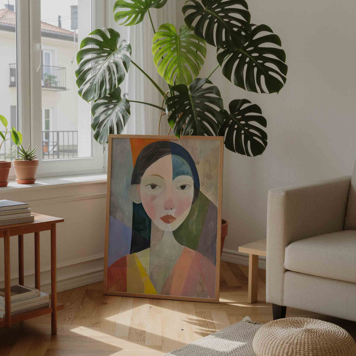 Abstracte gezichten – moderne illustratie als portret poster