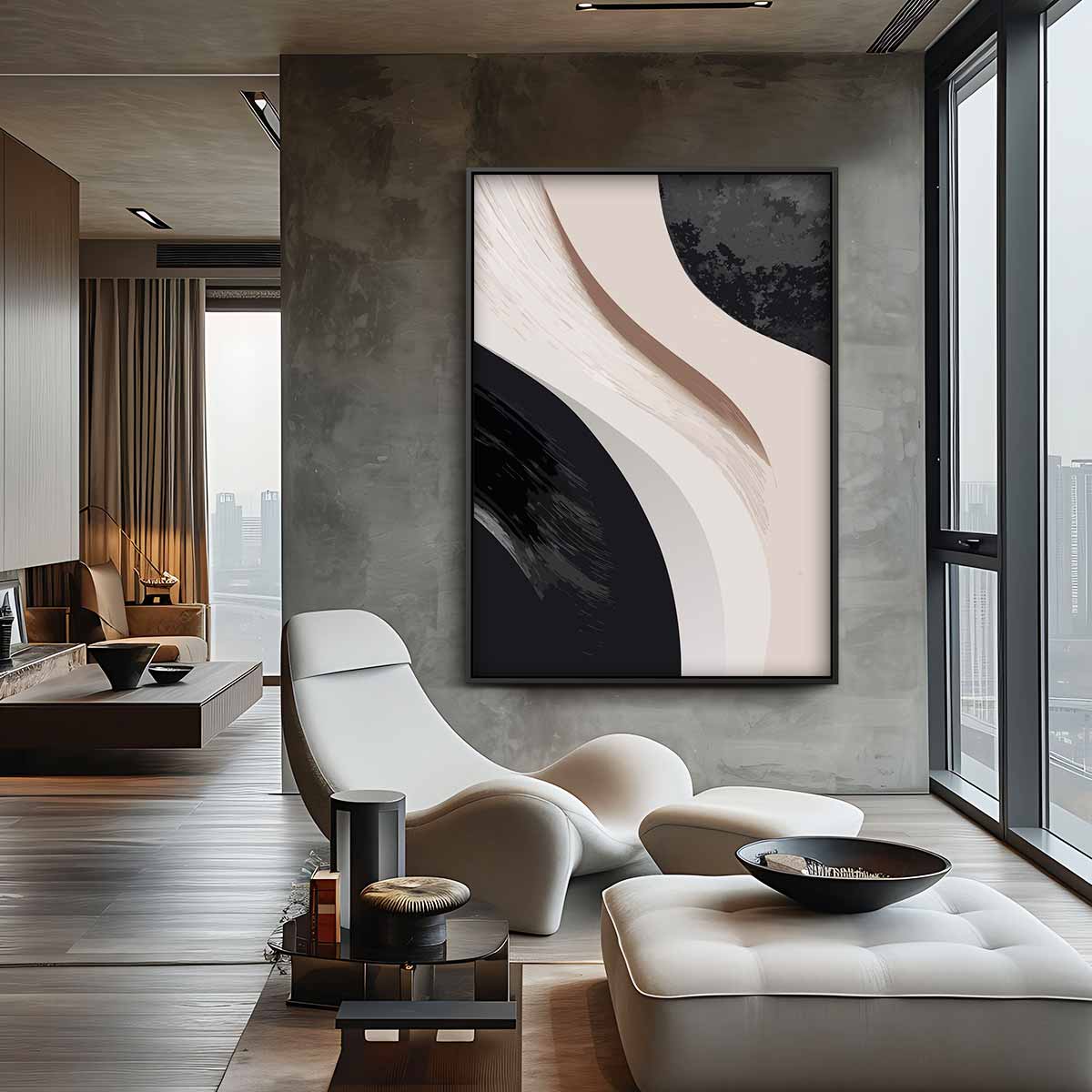 Organische Stroom van Contrast – canvas wanddecoratie in portret formaat