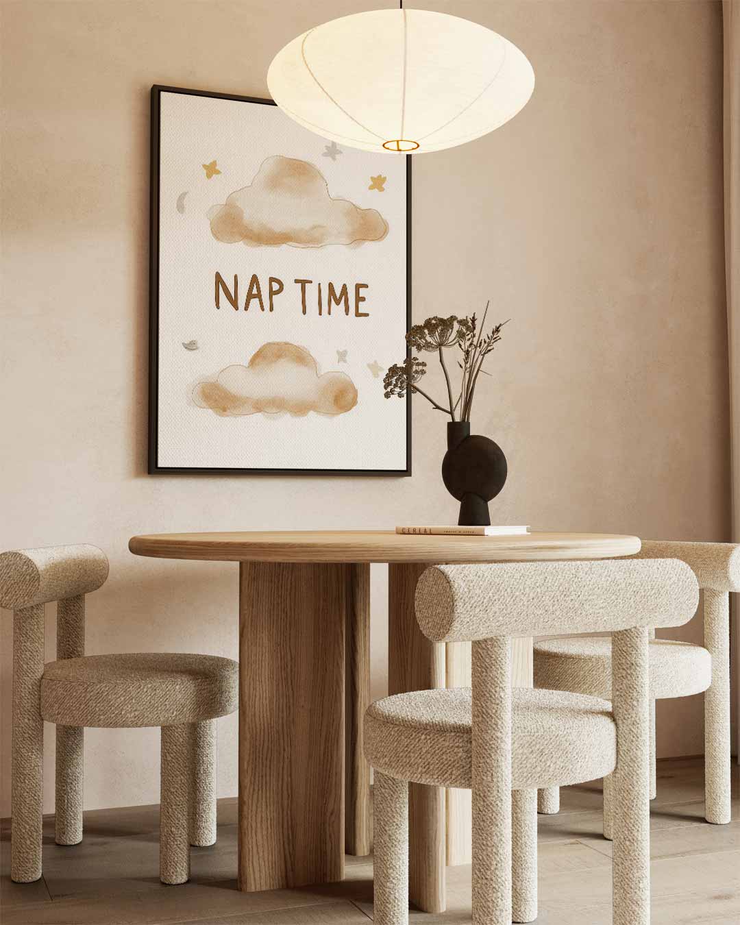 Slaapwolken Illustratie – kunstwerk met zwarte baklijst