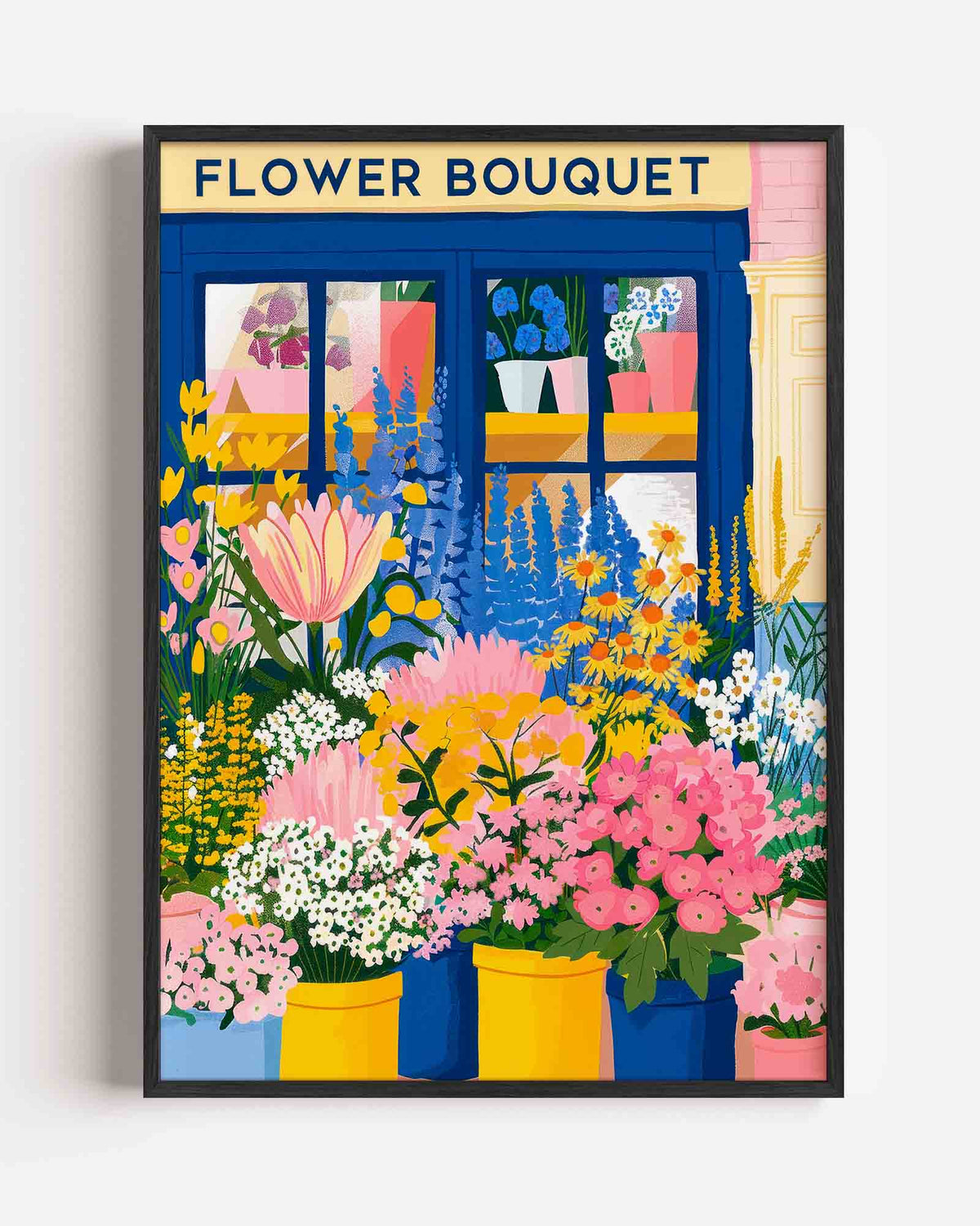 Bloemenwinkel – kleurrijke illustratie portret poster als wanddecoratie