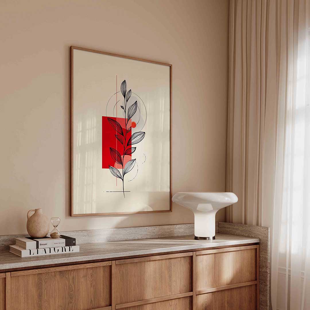 Minimalistische plant – abstracte poster in staand formaat