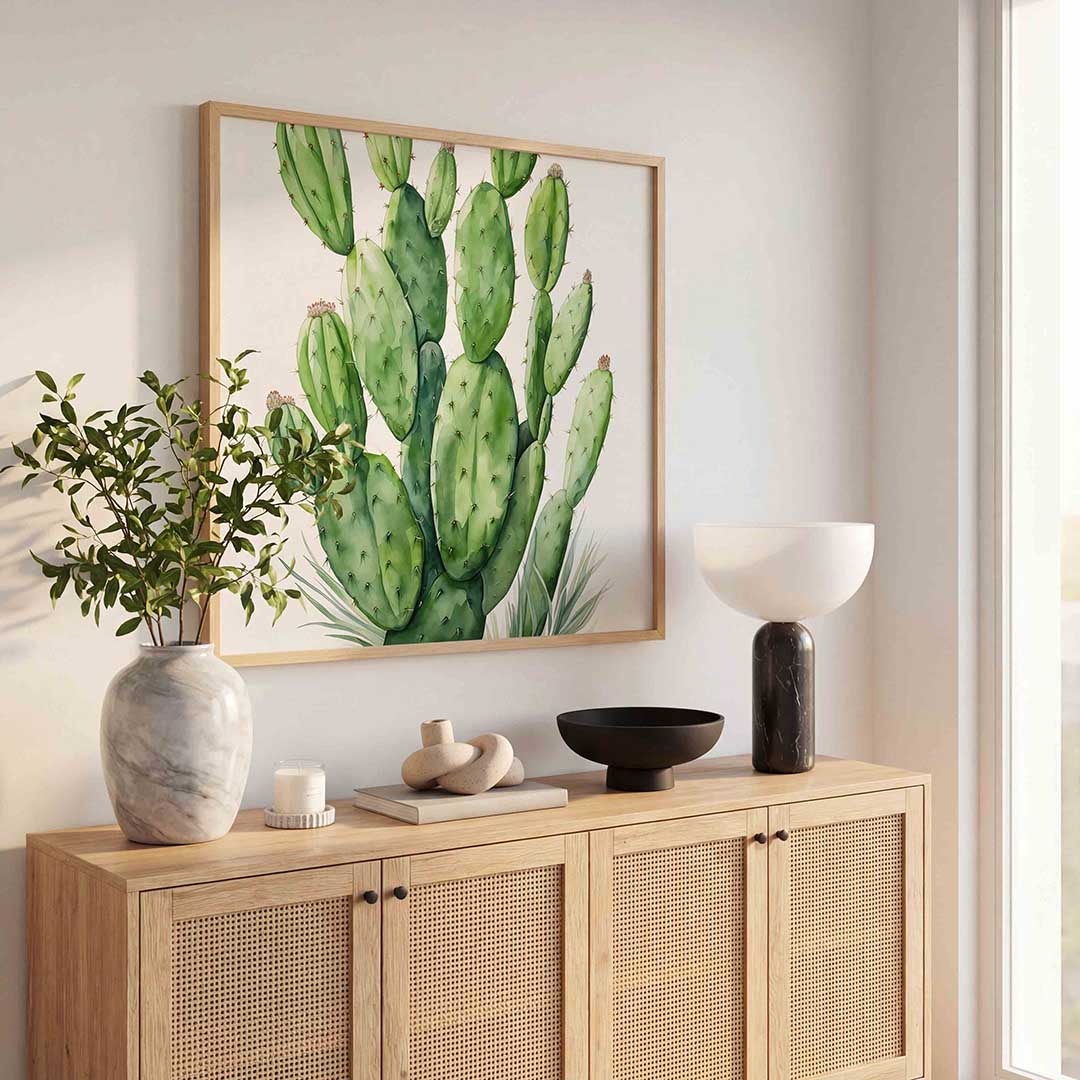 Groene cactus – tropische poster in vierkant formaat