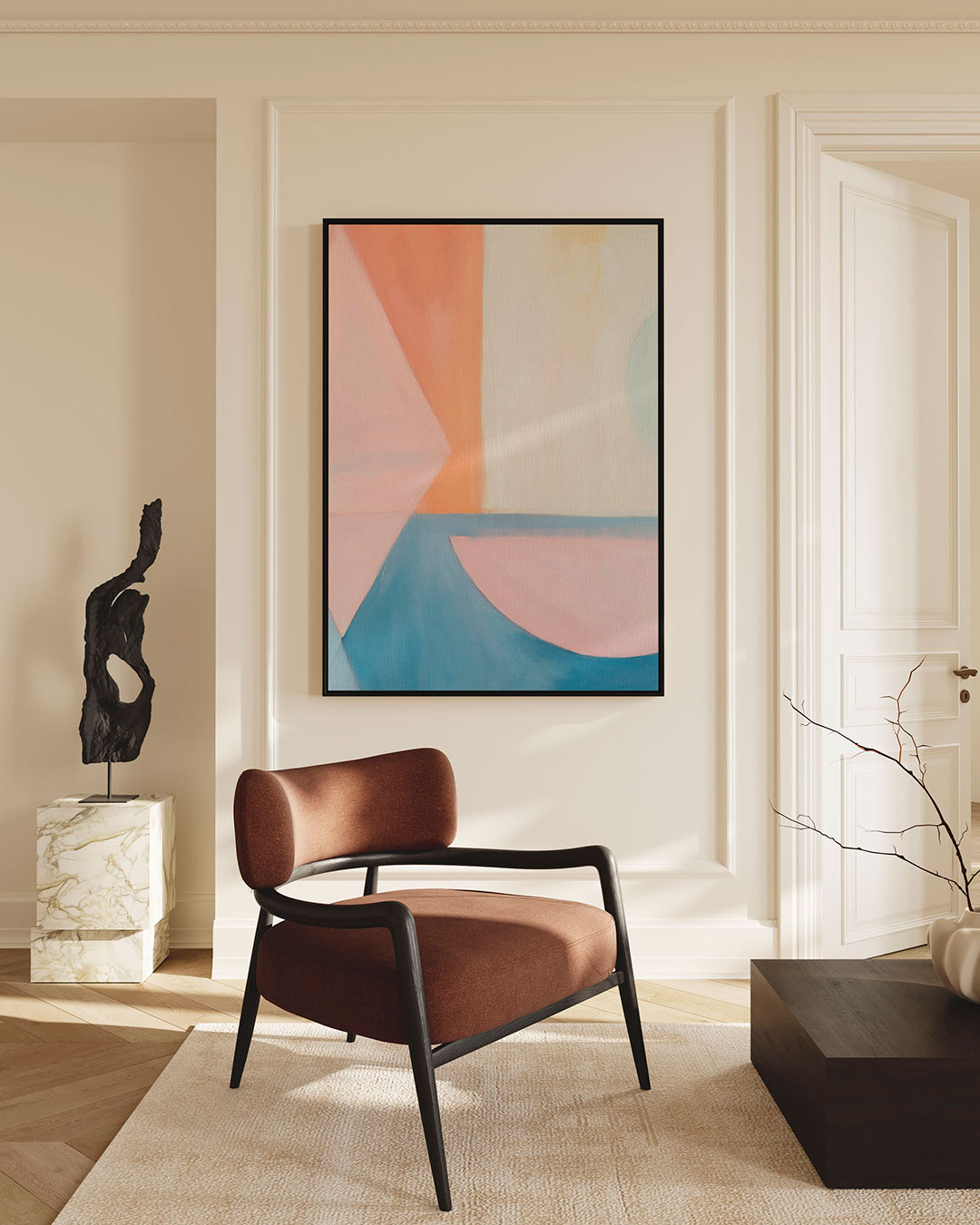 Geometrische vormen compositie – staand wanddecoratie kunstwerk