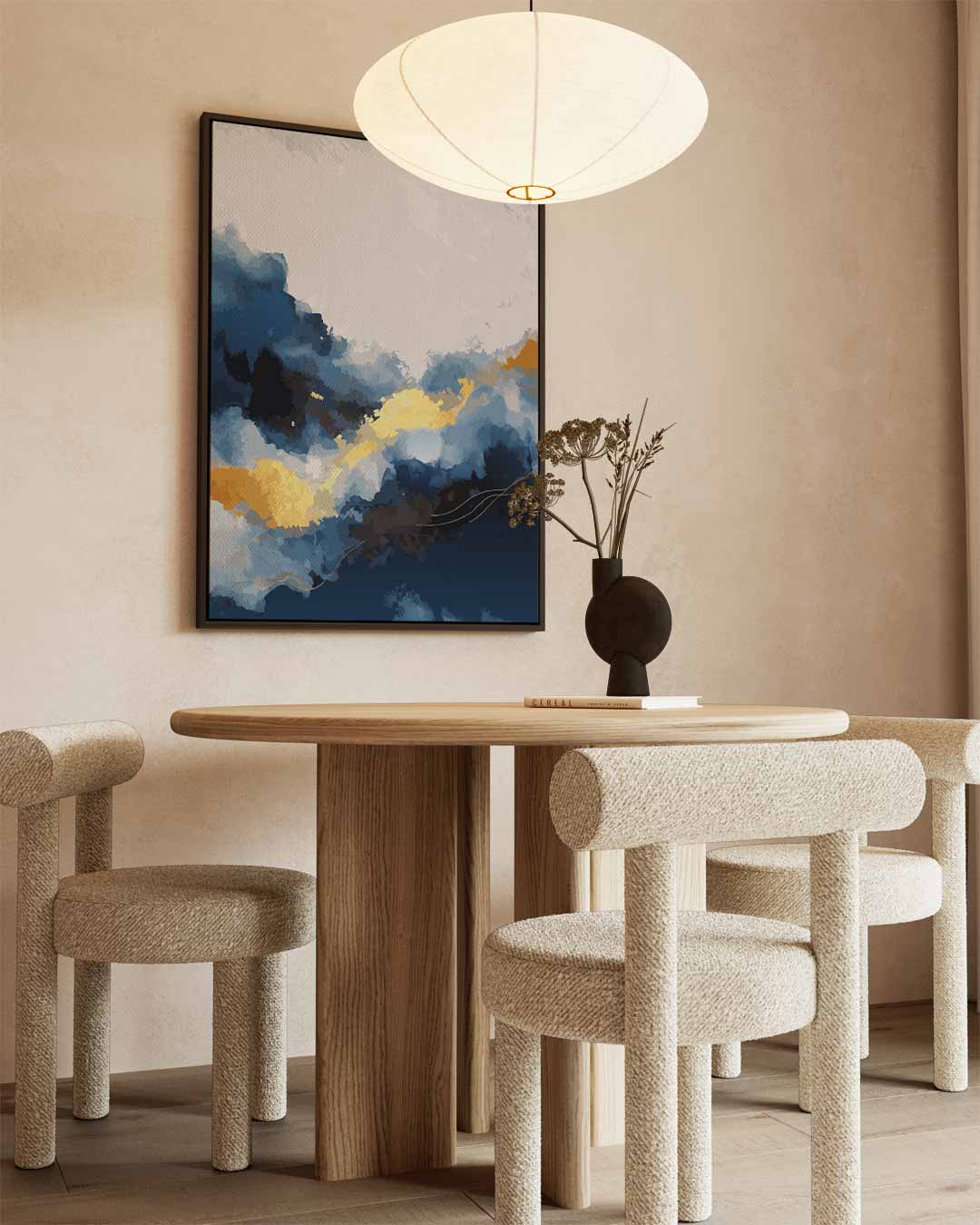 Hemelse Wolken Abstract – kunstwerk met zwarte baklijst