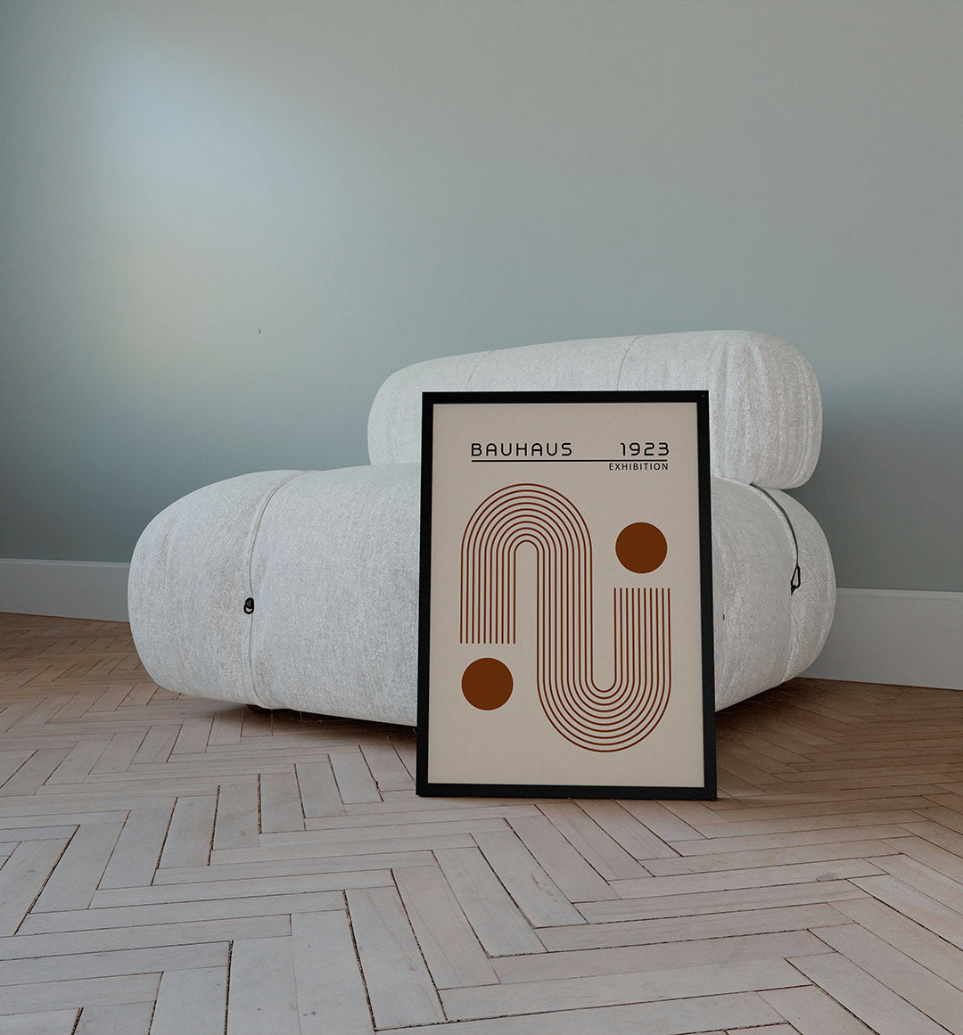 Lijnen en cirkel – staande Bauhaus poster voor aan de muur