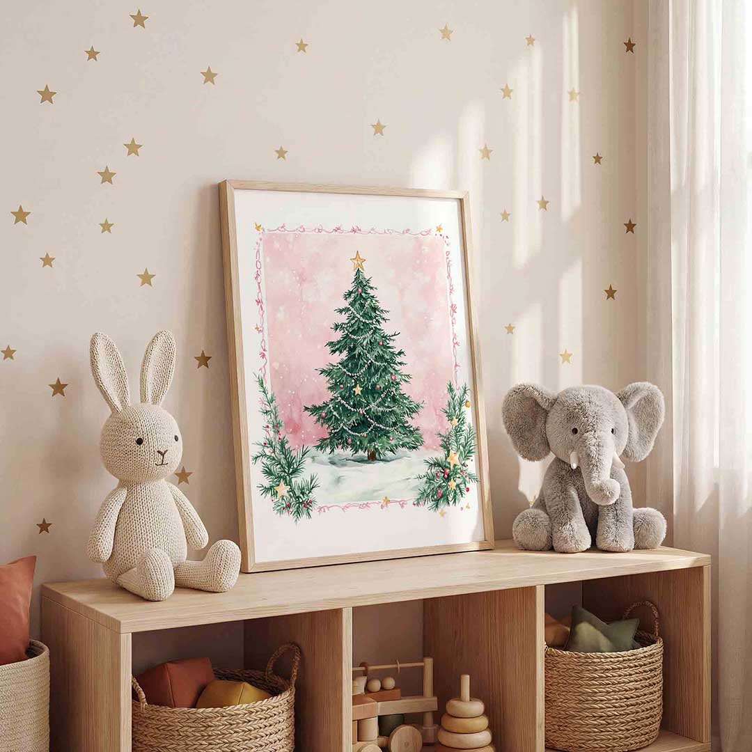 Kerstboom met sterren – staande kinderkamer wanddecoratie van WallArtistic