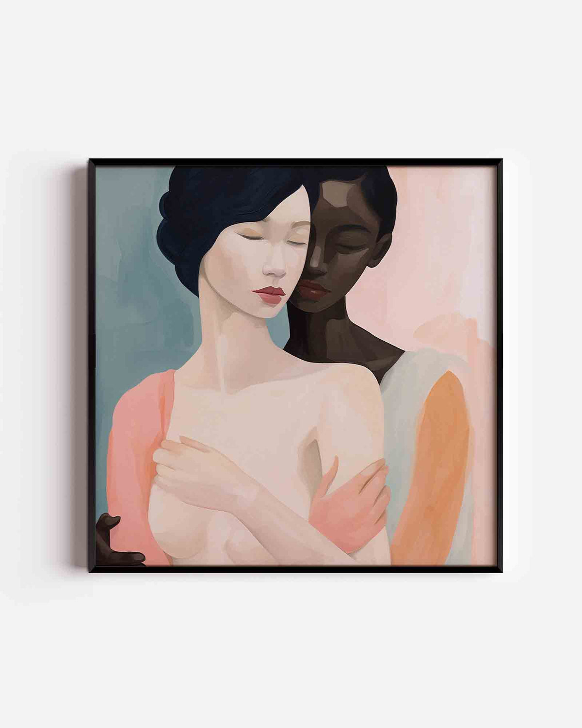 Twee figuren omhelzing – vrouwelijk portret als vierkante poster