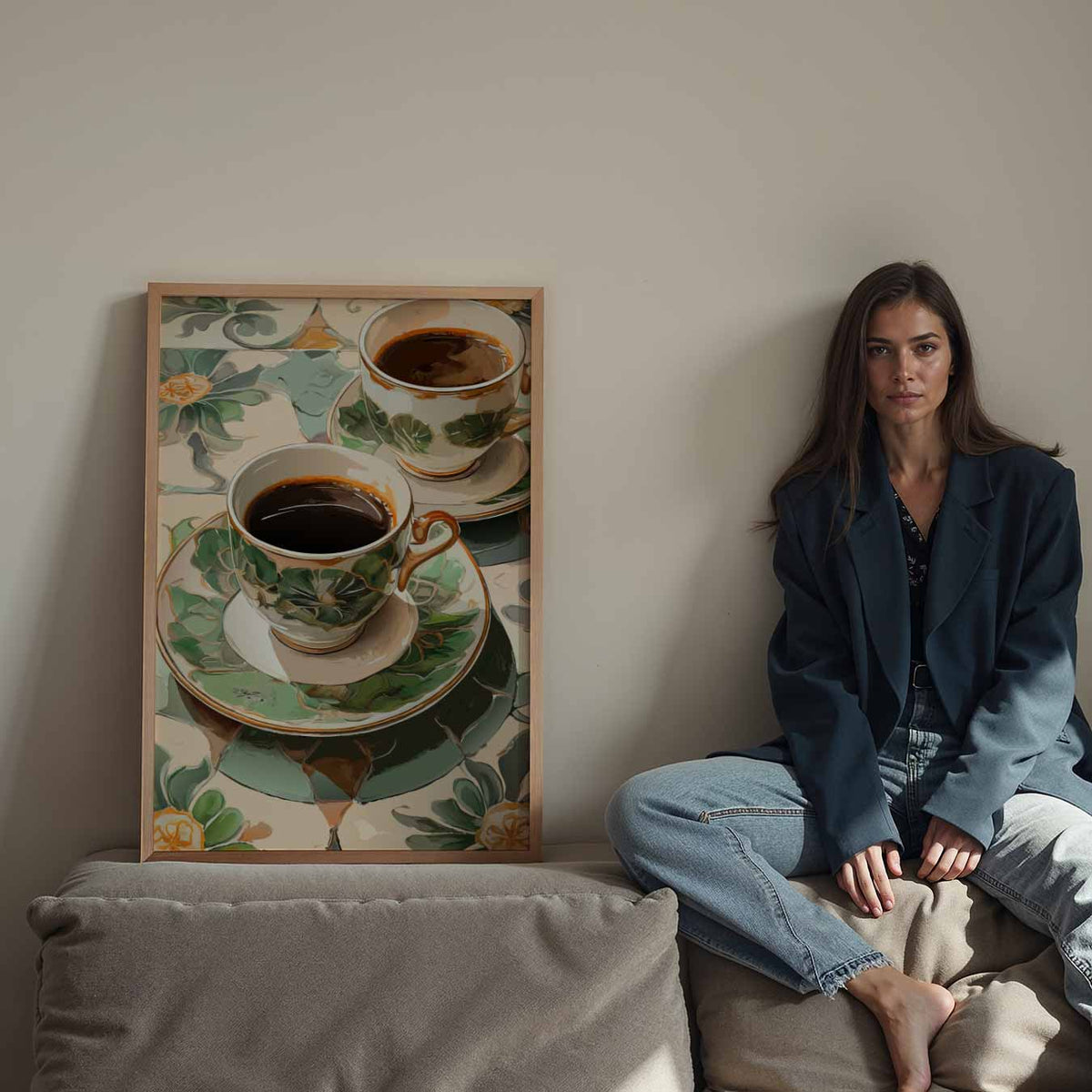 Sfeervolle Koffie Moment – staande keuken wanddecoratie van WallArtistic