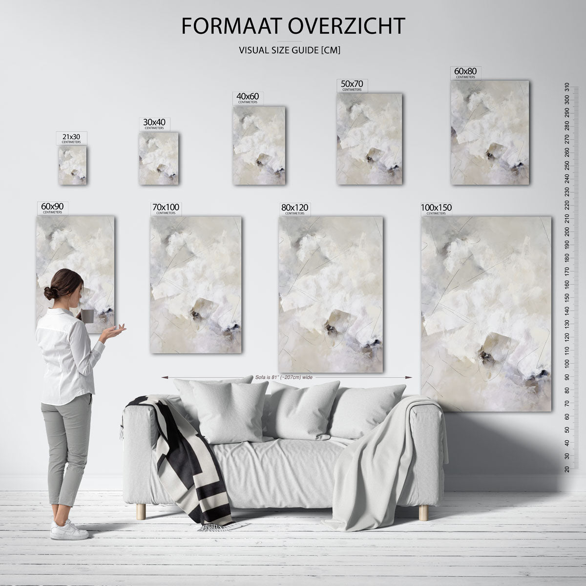 Abstracte lijnen en vormen – staande muurposter met abstracte texturen