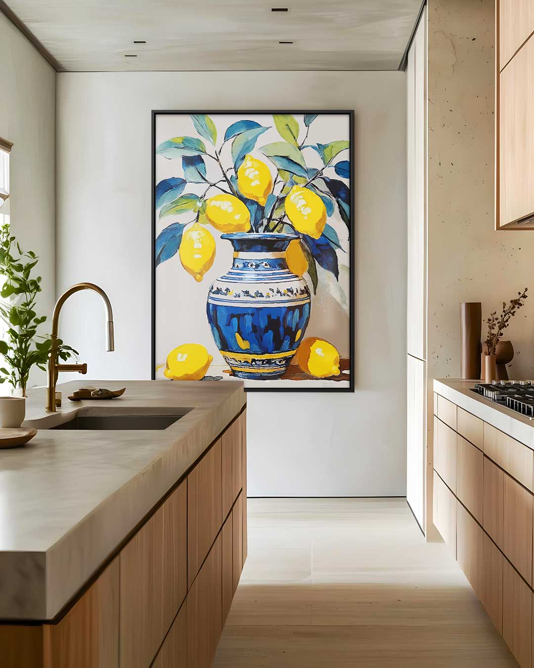 Citroenen in een Vaas – staand kunstwerk voor modern interieur