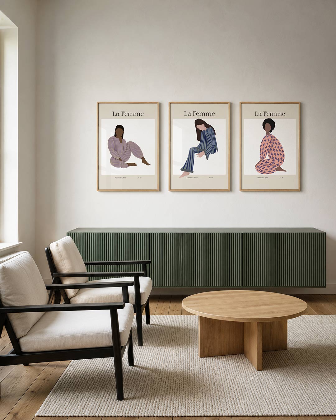Gestreepte vormen posterset – derde productweergave – een figuur in een gestreept pak zit ontspannen