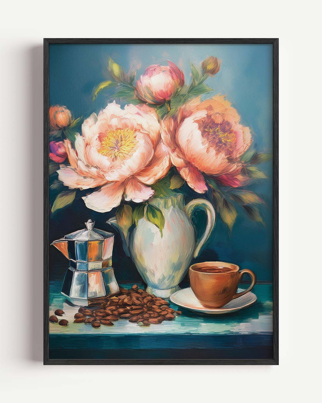 Koffie en Bloemen – bloemen portret poster als wanddecoratie