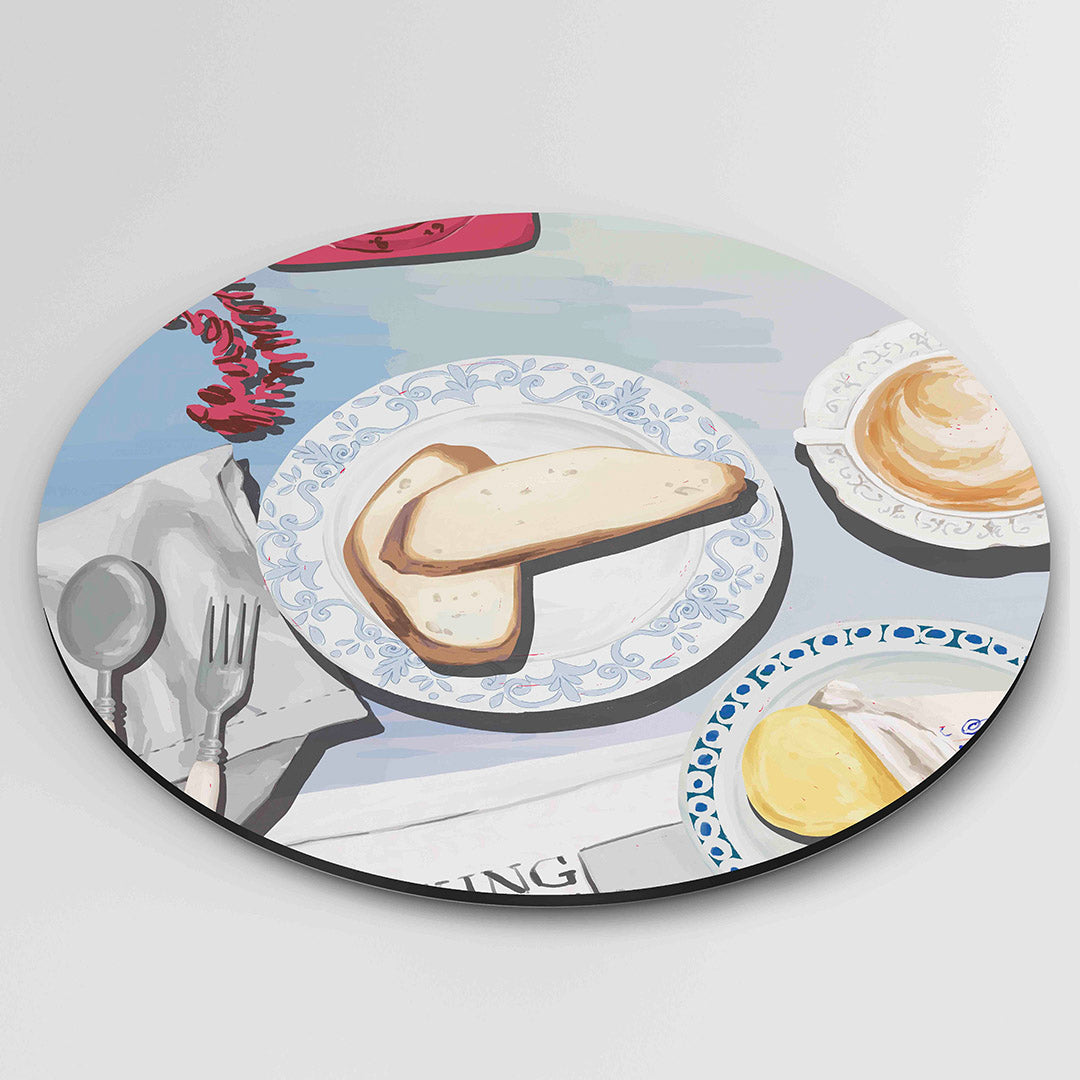 Ontbijt tafel – ronde wanddecoratie met abstract ontwerp
