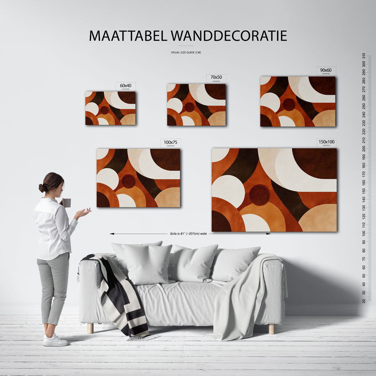 Organische vormen compositie – Cirkels – moderne liggende wandkunst