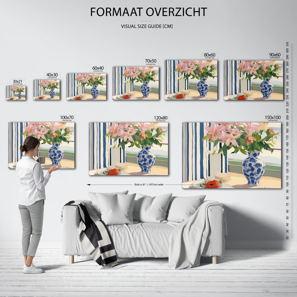 Bloemen en vaas bij raam – liggende muurposter met bloemen