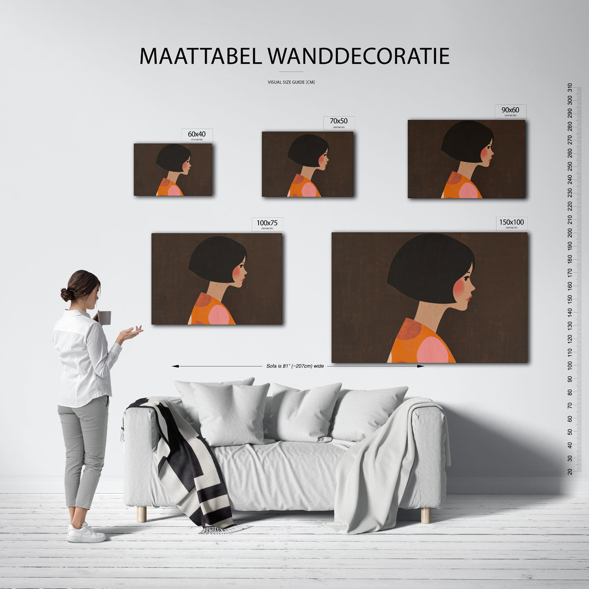Portret – moderne liggende wanddecoratie