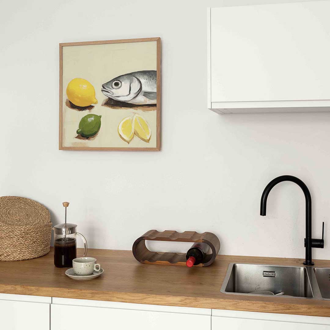 Vis en citrus – keukenposter in vierkant formaat