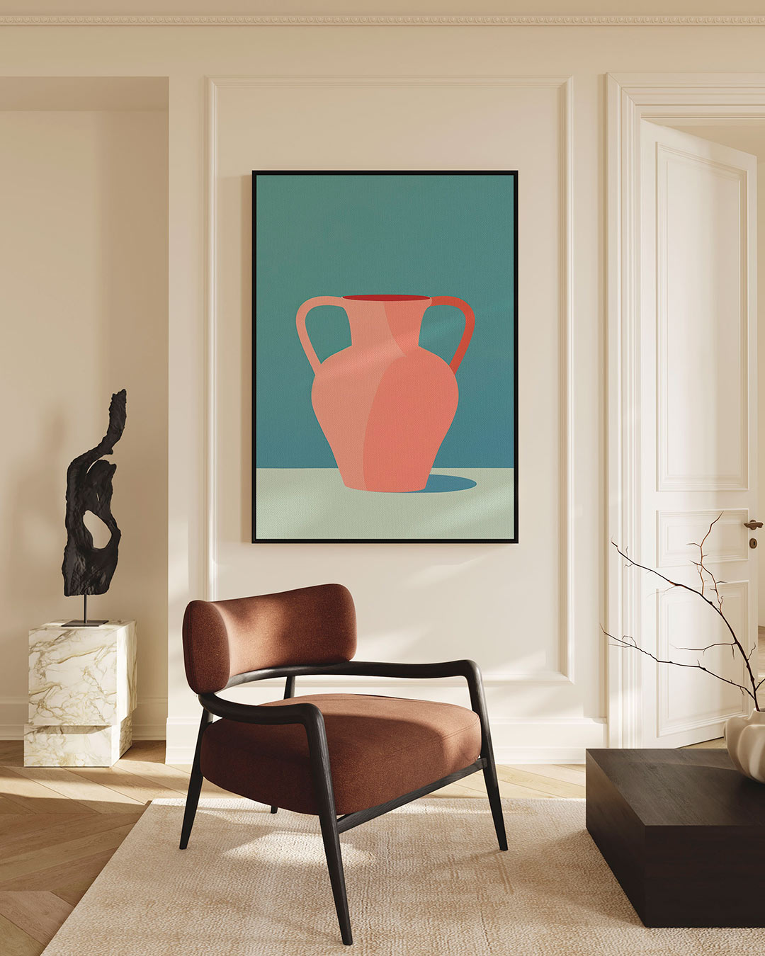 Vaas met schaduw – staande wanddecoratie