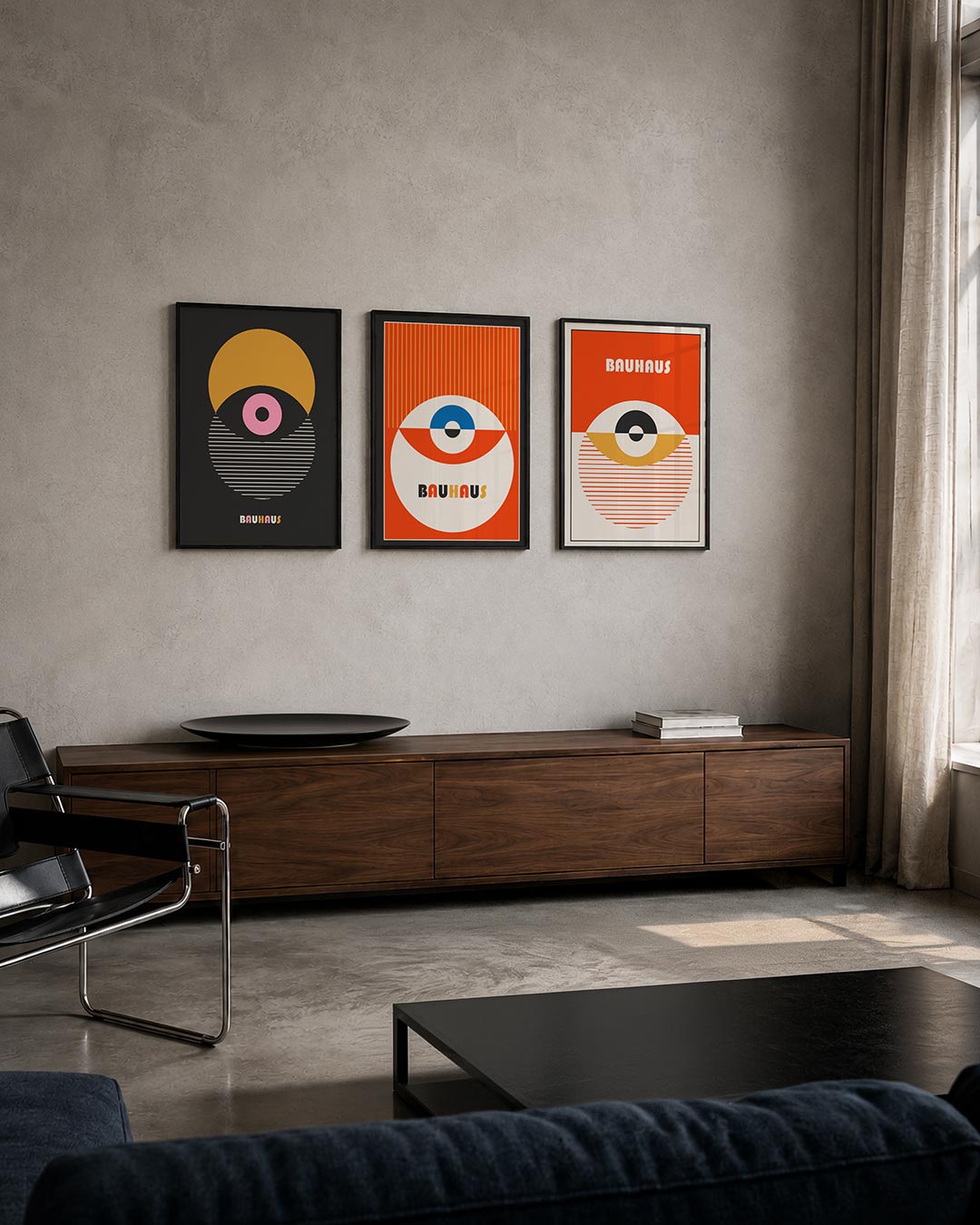 Kleurrijke cirkelcompositie posterset – tweede productweergave – deze posterset in drie delen toont een speelse combinatie