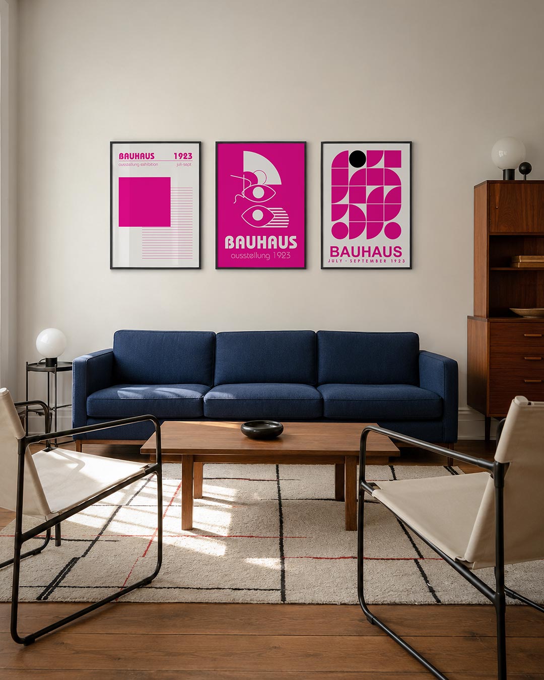 Kleur en lijnen posterset – derde productweergave – deze posterset in drie delen speelt met een groot roze vierkant en fijne