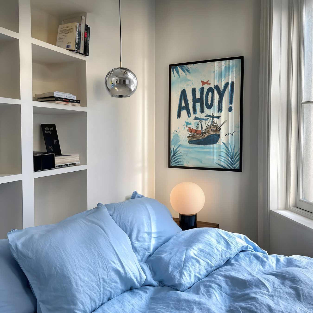 Avontuurlijke Schip Ahoy – staande muurposter voor de kinderkamer