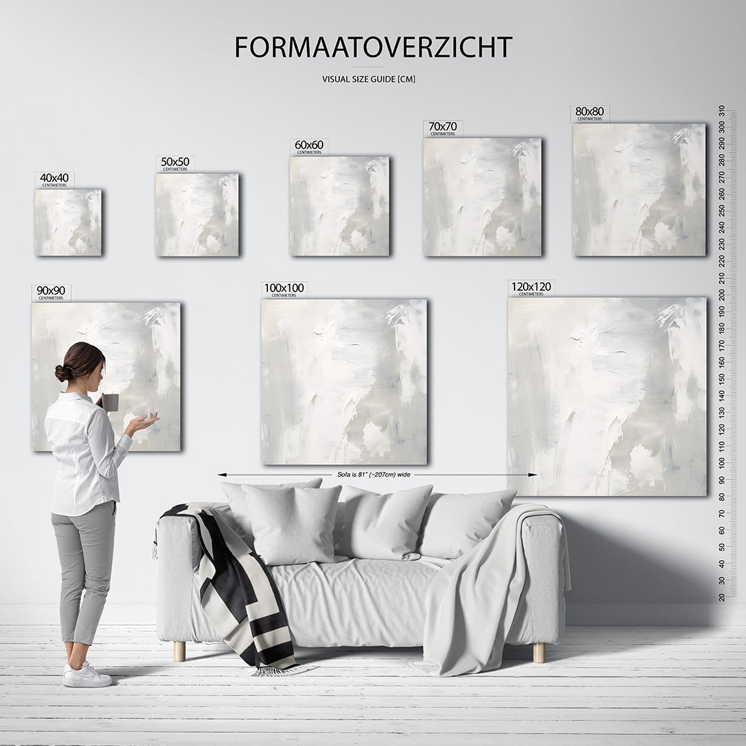 Neutrale vegen kunstwerk – materiaalweergave – dit werk toont zachte, vloeiende vegen in neutrale tinten. De subtiele