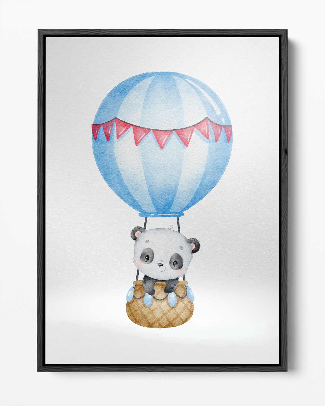 Vrolijke Panda in Luchtballon – portret kunstwerk als wanddecoratie