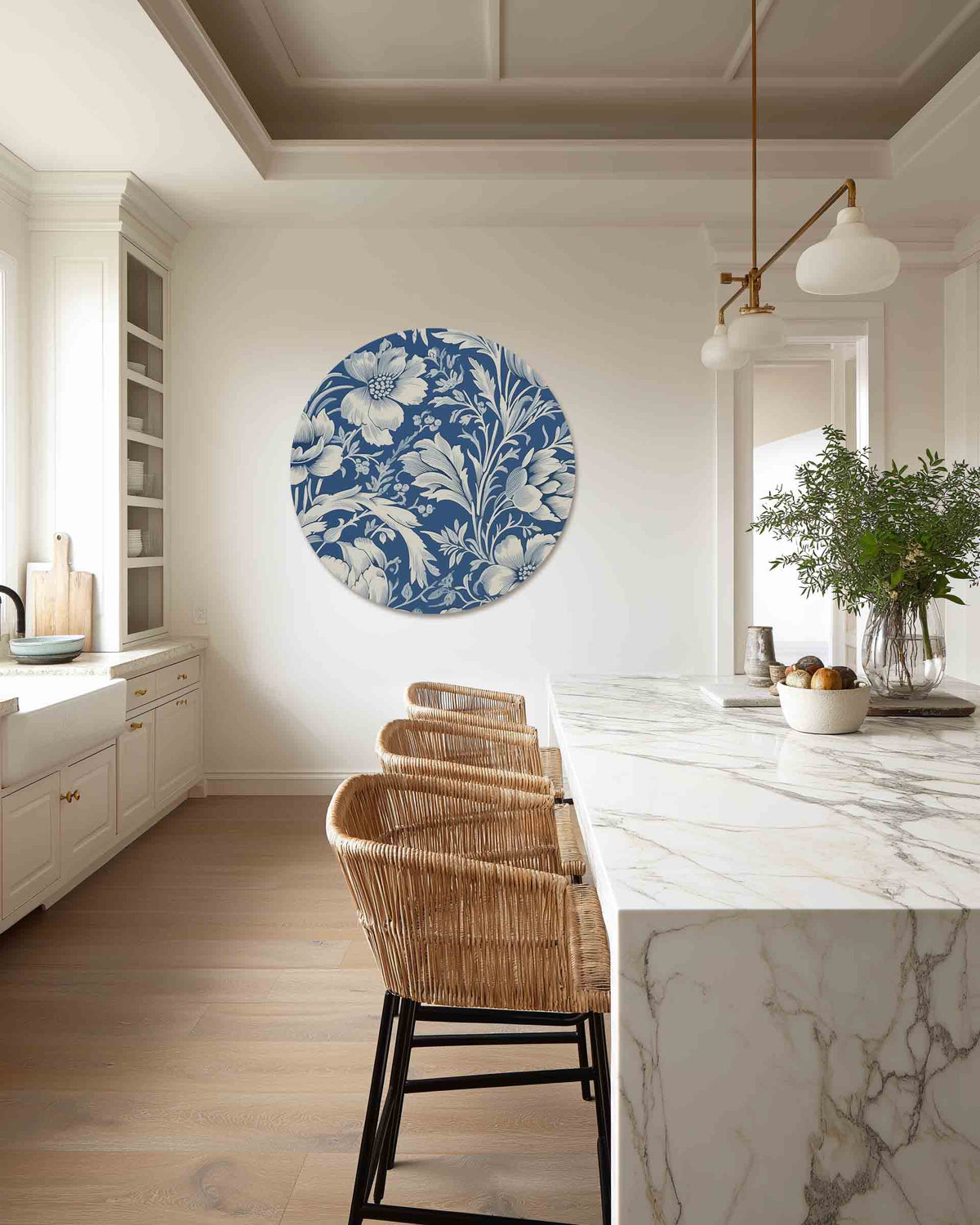 Bloemenpatroon – abstracte muurcirkel als ronde wanddecoratie