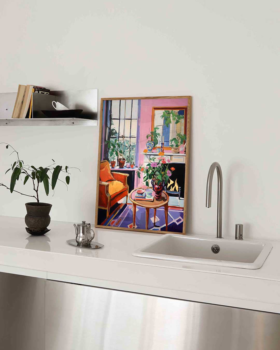 Interieur met planten – keukenposter in staand formaat
